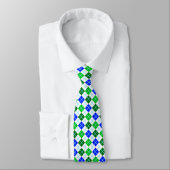 Groen en Blauw Argyle Aangepast Stropdas (Gebonden)