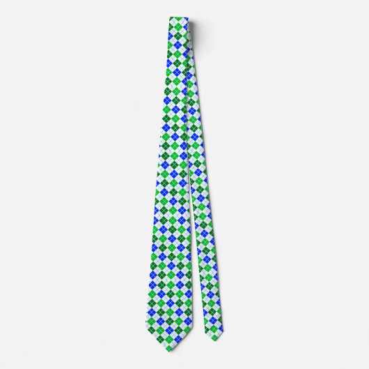 Groen en Blauw Argyle Aangepast Stropdas (Voorkant)