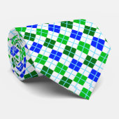Groen en Blauw Argyle Aangepast Stropdas (Opgerold)