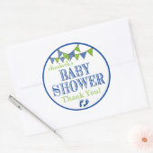 Groen en Blauw Baby shower Dank u Ronde Sticker (Envelop)
