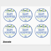 Groen en Blauw Baby shower Dank u Ronde Sticker (Vel)