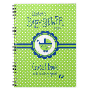 Groen en blauw Baby shower gastboek - Notitieboek