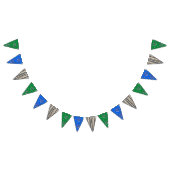 Groen en Blauw Bandanna Hout Patroon Verjaardag Vlaggetjes (Alle)