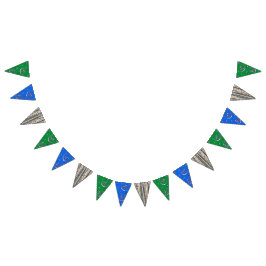 Groen en Blauw Bandanna Hout Patroon Verjaardag Vlaggetjes