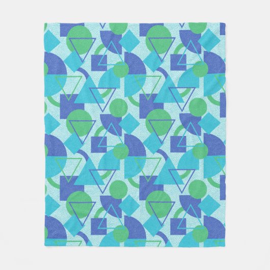 Groen en Blauw Bauhaus Stijl Fleece Deken (Voorkant)