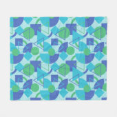 Groen en Blauw Bauhaus Stijl Fleece Deken (Voorkant (Horizontaal))