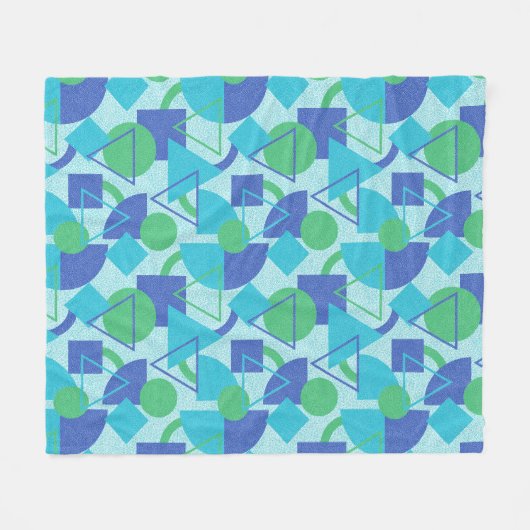Groen en Blauw Bauhaus Stijl Fleece Deken (Voorkant (Horizontaal))
