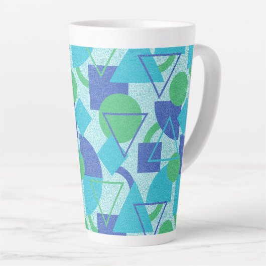 Groen en Blauw Bauhaus Stijl Latte Mok (Rechterhoek)