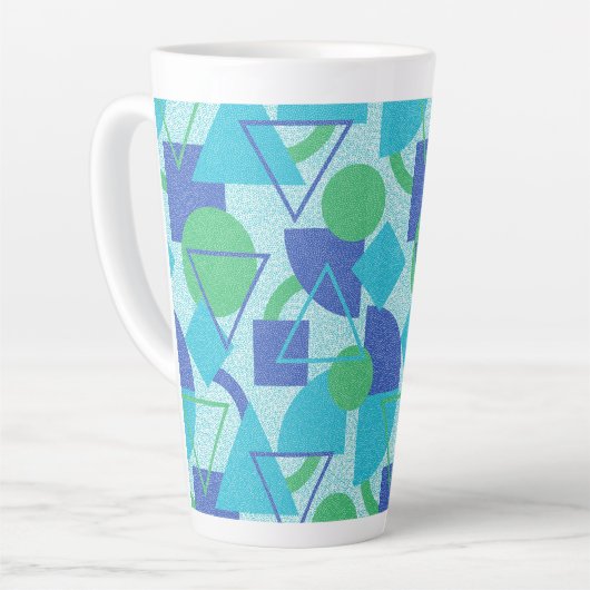 Groen en Blauw Bauhaus Stijl Latte Mok (Linkerhoek)