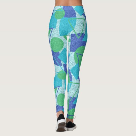 Groen en Blauw Bauhaus Stijl Leggings (Achterkant)