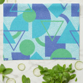 Groen en Blauw Bauhaus Stijl Theedoek (Gevouwen)