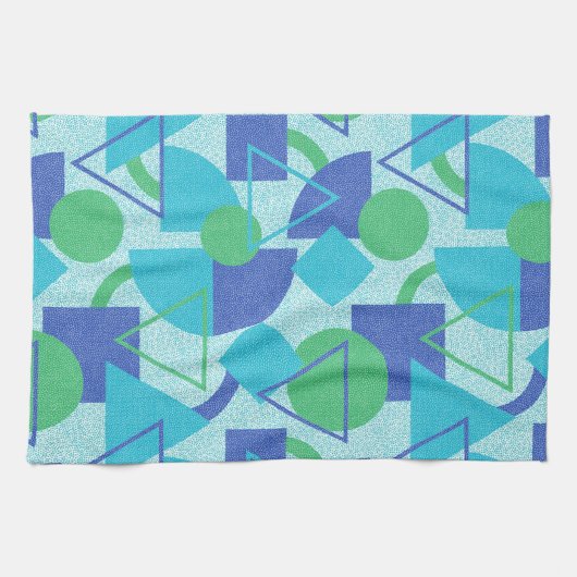 Groen en Blauw Bauhaus Stijl Theedoek (Horizontaal)