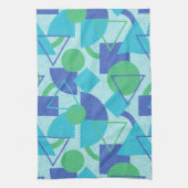 Groen en Blauw Bauhaus Stijl Theedoek (Verticaal)