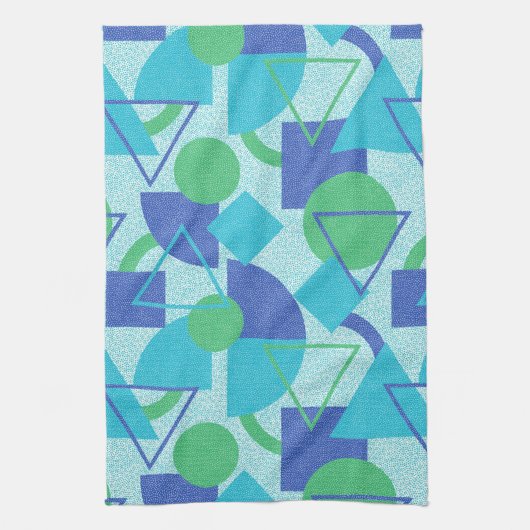 Groen en Blauw Bauhaus Stijl Theedoek (Verticaal)