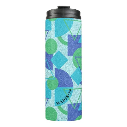 Groen en Blauw Bauhaus Stijl Thermosbeker (Voorkant)