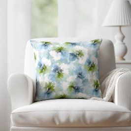 Groen en Blauw Bloemmotief Kussen