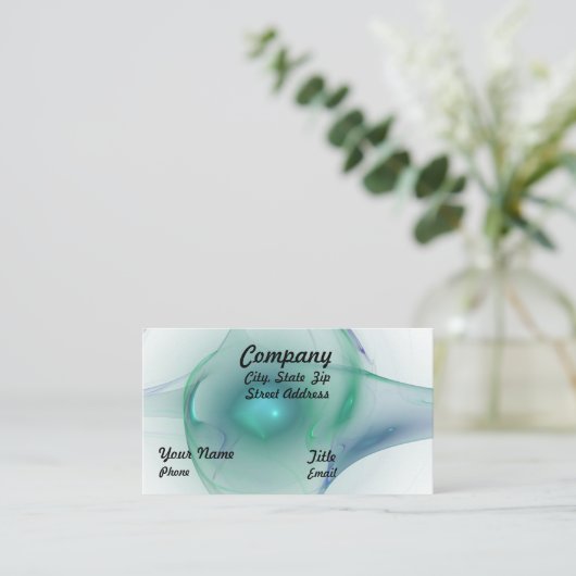 Groen en blauw bubbelwerk visitekaartje (Staand voorkant)