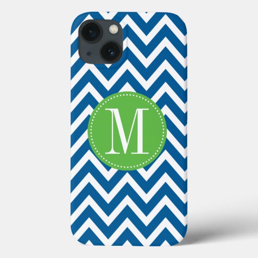 Groen en blauw Chevron Aangepast monogram Case-Mate iPhone Case (Achterkant)