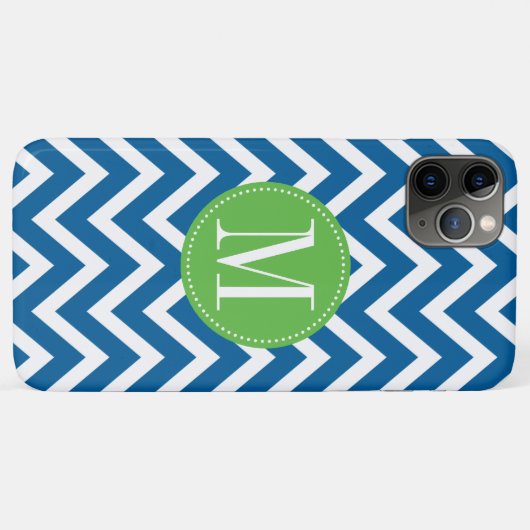 Groen en blauw Chevron Aangepast monogram Case-Mate iPhone Case (Achterkant (horizontaal))