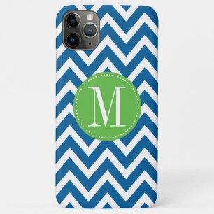Groen en blauw Chevron Aangepast monogram Case-Mate iPhone Case