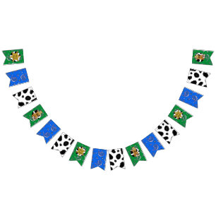 Groen en Blauw Cowboy Teddy Bear Patroon Is Een Jo Vlaggetjes