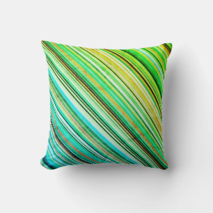 Groen en blauw diagonaal gestreept Sierkussen