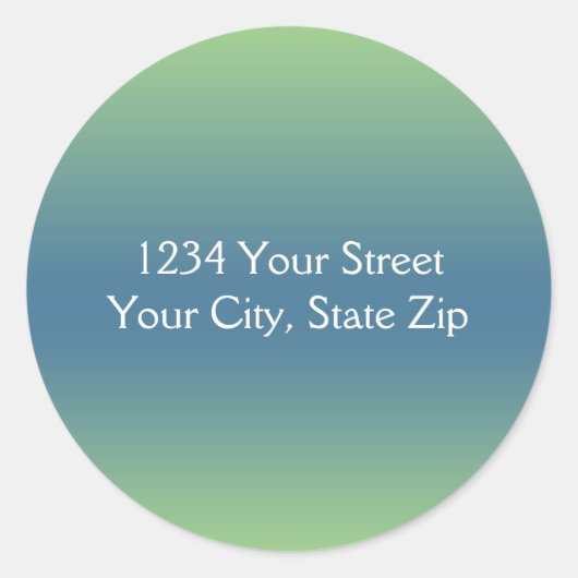 Groen en blauw envelop met adres ronde sticker (Voorkant)