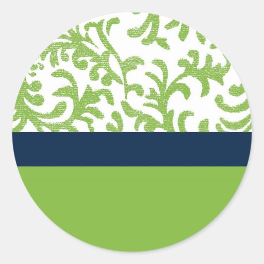 Groen en blauw Floral Patroon Ronde Sticker (Voorkant)