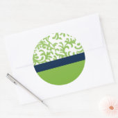 Groen en blauw Floral Patroon Ronde Sticker (Envelop)