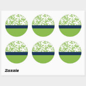 Groen en blauw Floral Patroon Ronde Sticker (Vel)