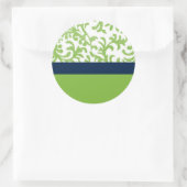 Groen en blauw Floral Patroon Ronde Sticker (Tas)