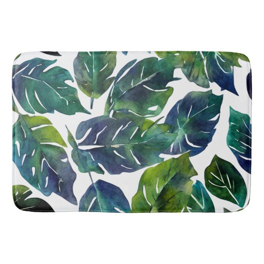 Groen en Blauw Foliage Philodendron Botanical Badmat (Voorkant)