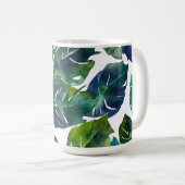 Groen en Blauw Foliage Philodendron Botanical Koffiemok (Voorkant rechts)