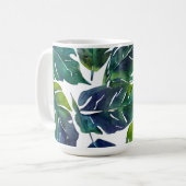 Groen en Blauw Foliage Philodendron Botanical Koffiemok (Voorkant links)