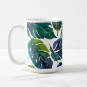 Groen en Blauw Foliage Philodendron Botanical Koffiemok (Links)
