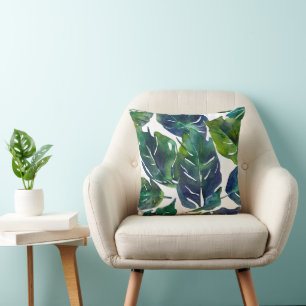 Groen en Blauw Foliage Philodendron Botanical Kussen