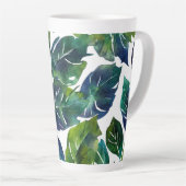 Groen en Blauw Foliage Philodendron Botanical Latte Mok (Rechterhoek)