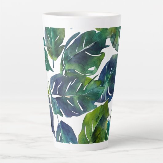 Groen en Blauw Foliage Philodendron Botanical Latte Mok (Voorkant)