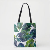 Groen en Blauw Foliage Philodendron Botanical Tote Bag (Voorkant)