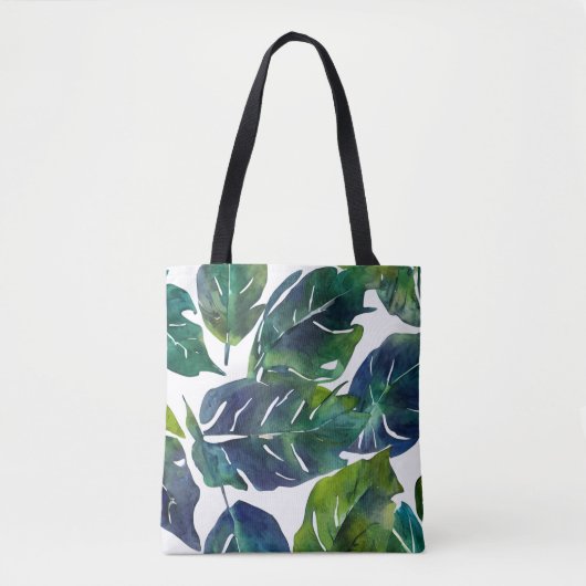 Groen en Blauw Foliage Philodendron Botanical Tote Bag (Voorkant)