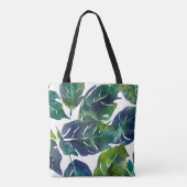 Groen en Blauw Foliage Philodendron Botanical Tote Bag (Achterkant)