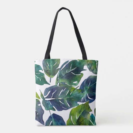 Groen en Blauw Foliage Philodendron Botanical Tote Bag (Achterkant)