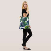 Groen en Blauw Foliage Philodendron Botanical Tote Bag (Op model)