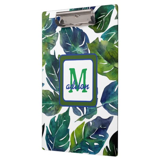 Groen en Blauw Foliage Philodendron Monogrammed Klembord (Links)
