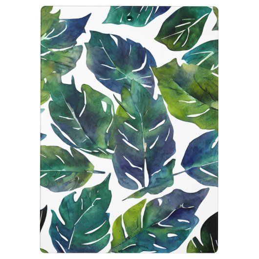 Groen en Blauw Foliage Philodendron Monogrammed Klembord (Achterkant)