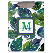 Groen en Blauw Foliage Philodendron Monogrammed Klembord (Voorkant)
