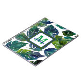 Groen en Blauw Foliage Philodendron Monogrammed Notitieboek (Linkerzijde)