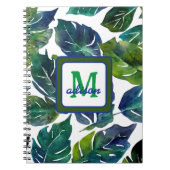 Groen en Blauw Foliage Philodendron Monogrammed Notitieboek (Voorkant)