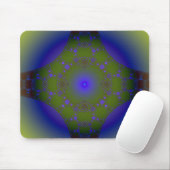 Groen en Blauw Fractal Muismat (Met muis)