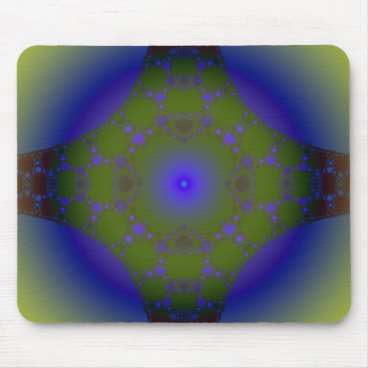 Groen en Blauw Fractal Muismat (Voorkant)